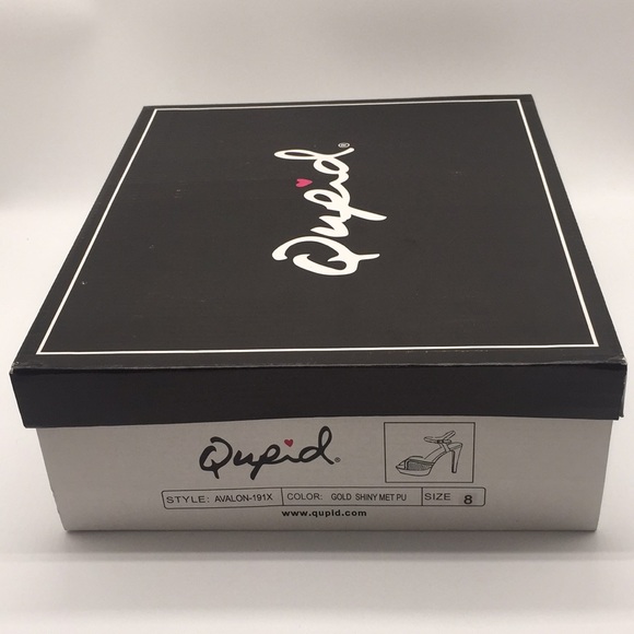 Qupid Ladies Platform Heels Pumps 5” Gold Shiny Metallic Open Toe Size 8 - Picture 11 of 14